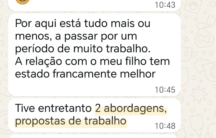 Print anónimo de depoimento: Recebeu novas oportunidades