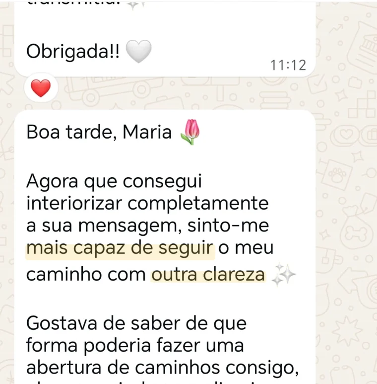 Print anónimo de depoimento: Sentiu-se mais capaz de seguir