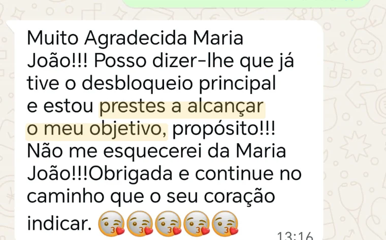 Print anónimo de depoimento: Sentiu-se mais perto do seu objetivo